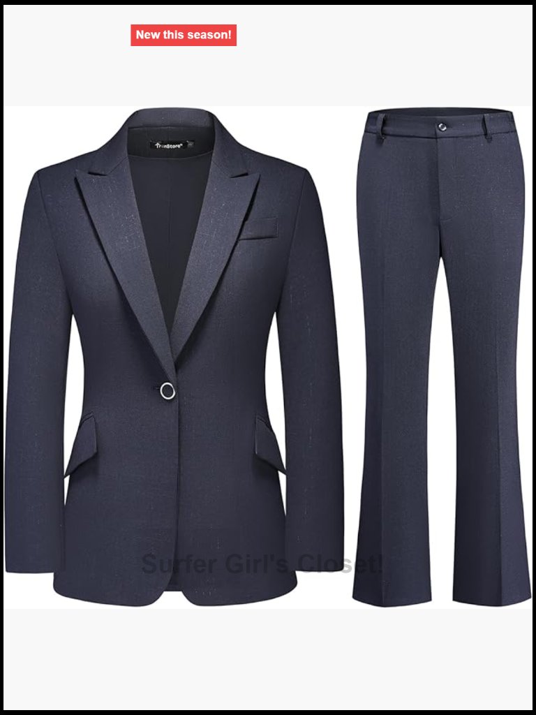 Women's Pinstripe Suit 2 Piece Set Blazer And Bootcut Dressy Pants For Work